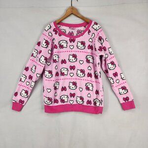 Hello Kitty Fleece Pajama Top Women's XL Sanrio Pink Pullover Shirt Anime Cats